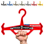 Red 'Tough Hook' with a hand holding it, multiple color options displayed above.